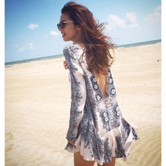 NWOT Free People White Strappy Back Tunic Dress S | Boho Coastal Cowgirl Bridal - Picture 15 of 16